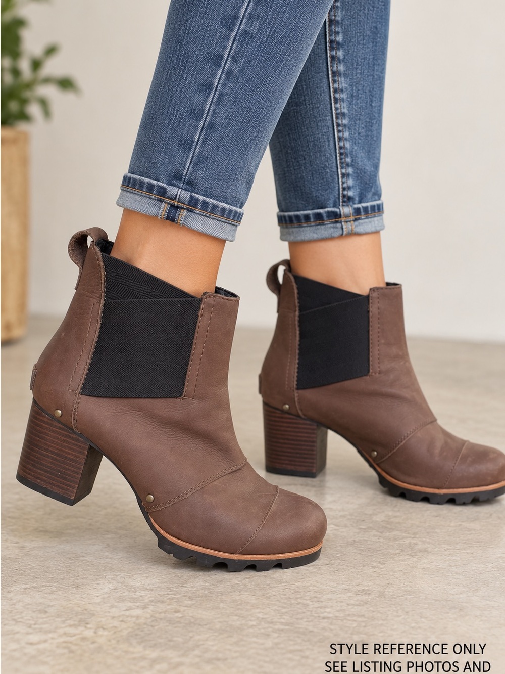 Sorel Addington Chelsea Brown Leather Waterproof Boots Size 8